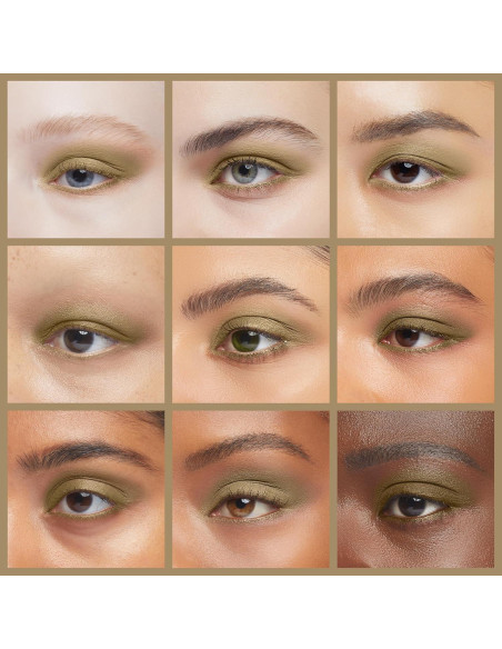 Ombre de Ojos Vegana en Polvo Prensado Verde Oliva Dorado