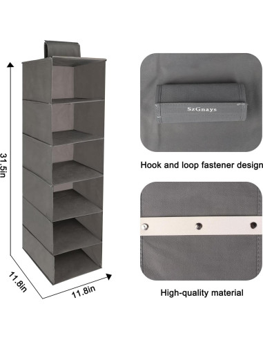 Organizadores de Closet Colgantes SzGnays 2 Piezas Gris Claro