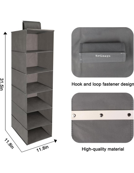 Organizadores de Closet Colgantes SzGnays 2 Piezas Gris Claro Organizadores de Closet Colgantes SzGnays 2 Piezas Gris Claro