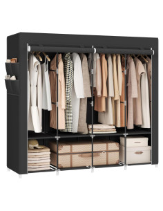 Armario Portátil SONGMICS 4 Niveles Negro Tinta 170x45x167 cm