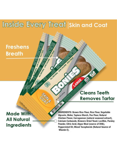 Bonies Hueso Natural para Piel y Pelaje Sabor Pollo 8 Unidades