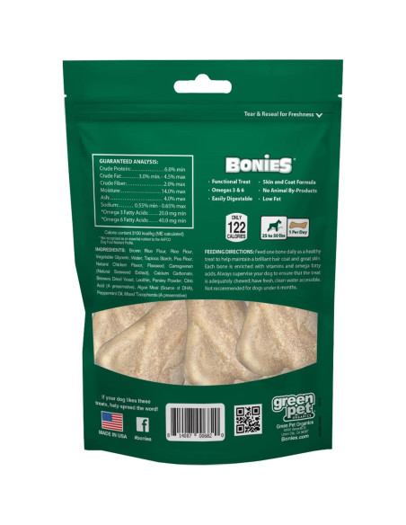 Bonies Hueso Natural para Piel y Pelaje Sabor Pollo 8 Unidades