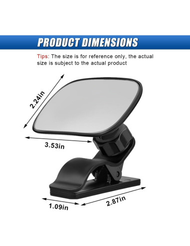 Espejo Convexo de Coche para Bebé UHANBUT Ajustable 360