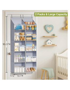 Organizador Colgante sobre la Puerta AOODA 2 Paquetes Gris 2