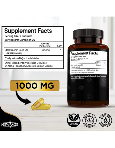 Cápsulas de Aceite de Semilla Negra NEW AGE - 60 Unidades