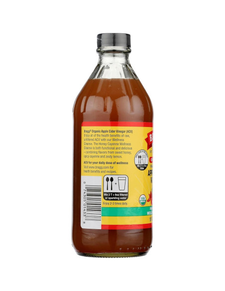 Vinagre de Sidra de Manzana Orgánico Bragg con Miel y Cayena 473 ml