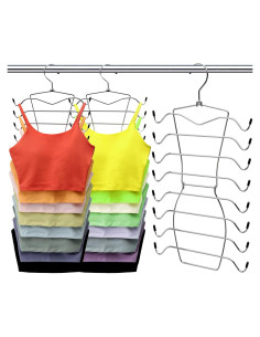 Perchero Organizador de Camisetas CLODSPAC - 8 Niveles, Acero Inoxidable, Paquete de 2