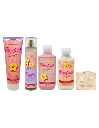Conjunto de Regalo Deluxe Bath & Body Works Sangría de Fruta Estrella - Crema, Bruma, Gel y Jabón