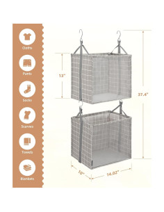 Organizador de Closet Colgante 2 Estantes Storage Maniac - Tela Malla 2