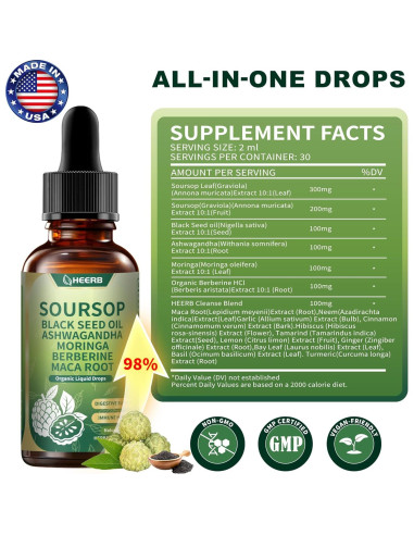 Bitters Líquido Orgánico HEERB de Graviola y Semilla Negra 60ml