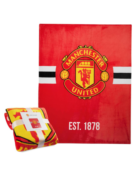 Manta de forro polar Manchester United 150 x 125 cm roja