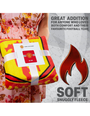 Manta de forro polar Manchester United 150 x 125 cm roja