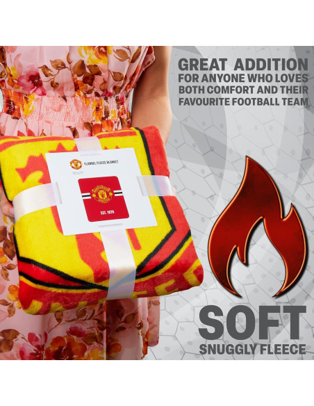 Manta de forro polar Manchester United 150 x 125 cm roja