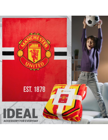 Manta de forro polar Manchester United 150 x 125 cm roja