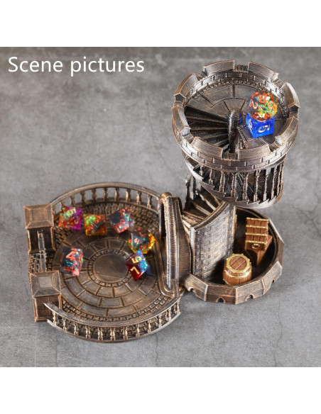 Torre y Bandeja para Dados AUSPDICE Castillo Retro Bronce