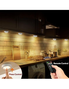 Luces LED Puck Inalámbricas con Control Remoto - 2 Paquetes Blancos 2