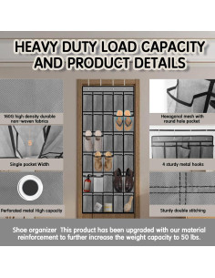 Organizador de Zapatos Colgante Kotkn 30 Bolsillos Malla Gris-B 2