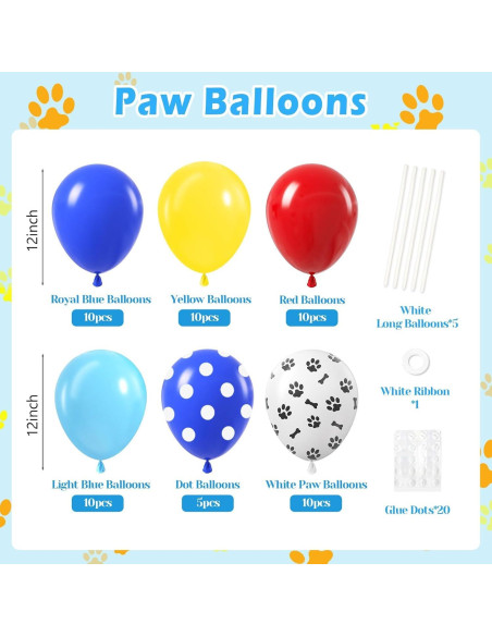 60 Globos de 30 cm para Decoración de Cumpleaños de Perros