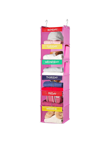 Organizador Semanal de Ropa Handy Laundry - 6 Estantes Rosa