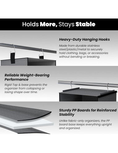 Organizador de Closet Colgante Abritex 6 Estantes y 3 Cajones Gris