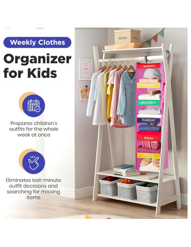 Organizador Semanal de Ropa Handy Laundry - 6 Estantes Rosa
