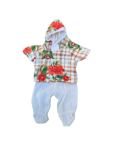Conjunto Camisa y Pantalones Florales Marfil para Muñeca 35.56 cm