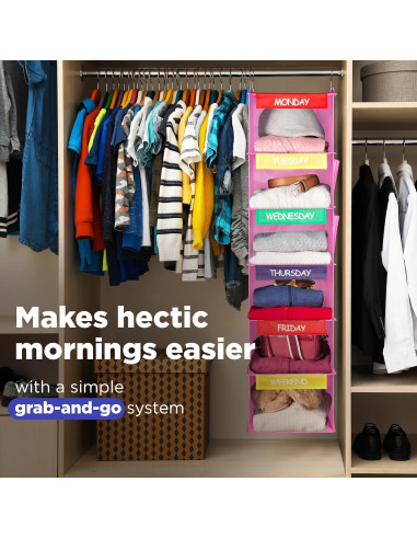 Organizador Semanal de Ropa Handy Laundry - 6 Estantes Rosa