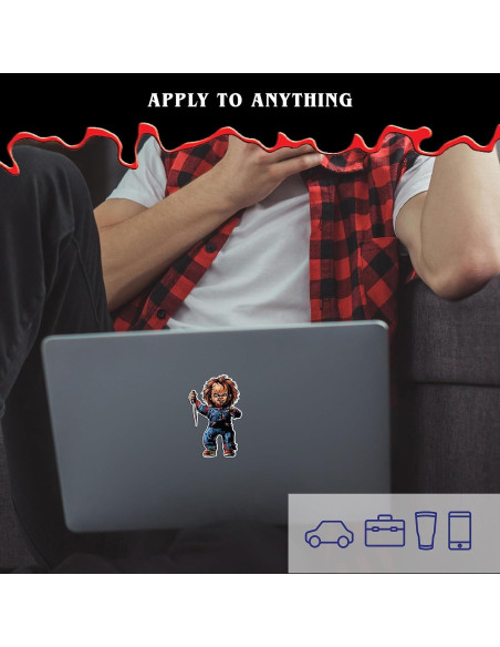 Set de 3 Calcomanías Chucky & Tiffany - Vinilo para Auto y Laptop