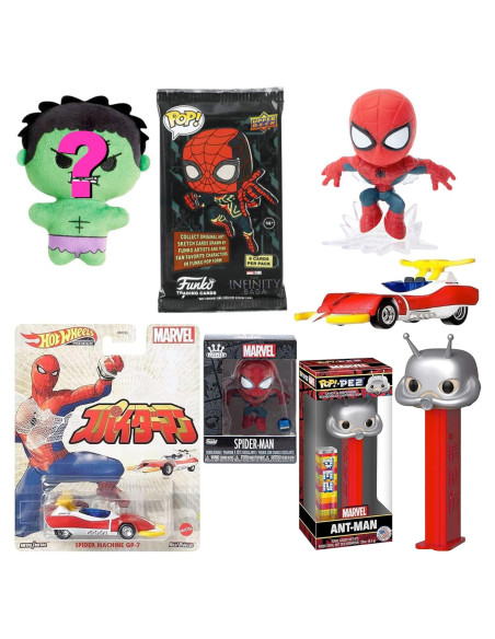 Spider-Machine GP-7 Funko + Mini Figura Spider-Man + Tarjetas Marvel