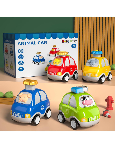 Coches de Juguete Animales Beby Buty 4 Piezas para Niños 3-5 Años