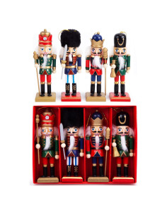 Juego de 4 Adornos Cascanueces de Madera AMOR PRESENT 13.97 cm