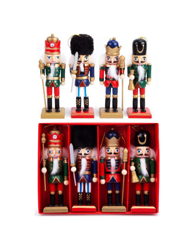 Juego de 4 Adornos Cascanueces de Madera AMOR PRESENT 13.97 cm