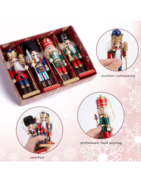 Juego de 4 Adornos Cascanueces de Madera AMOR PRESENT 13.97 cm