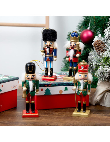 Juego de 4 Adornos Cascanueces de Madera AMOR PRESENT 13.97 cm