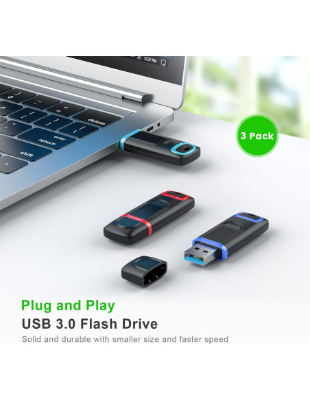 TOPESEL 128GB USB 3.0 Memoria Flash Alta Velocidad 3 Piezas
