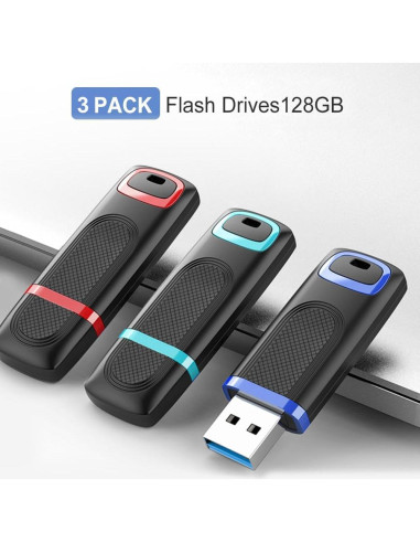 TOPESEL 128GB USB 3.0 Memoria Flash Alta Velocidad 3 Piezas
