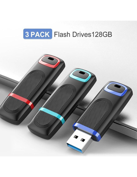 TOPESEL 128GB USB 3.0 Memoria Flash Alta Velocidad 3 Piezas