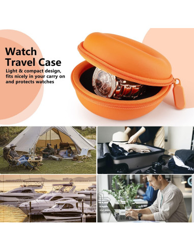 Estuche de Viaje para Reloj HELMDY Naranja 50mm Portátil