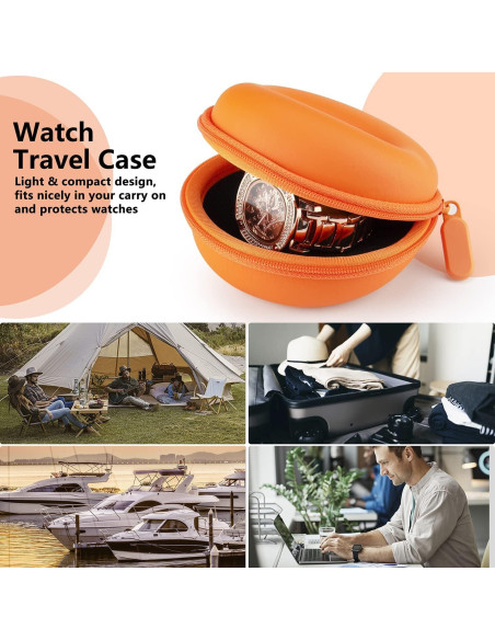 Estuche de Viaje para Reloj HELMDY Naranja 50mm Portátil