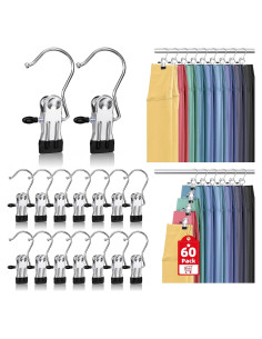 60 Clips para Colgar Botas Besslly - Organizador de Closet Plata