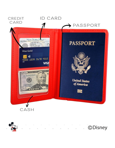 Porta Pasaporte Disney Mickey y Minnie Mouse - 13.9 cm