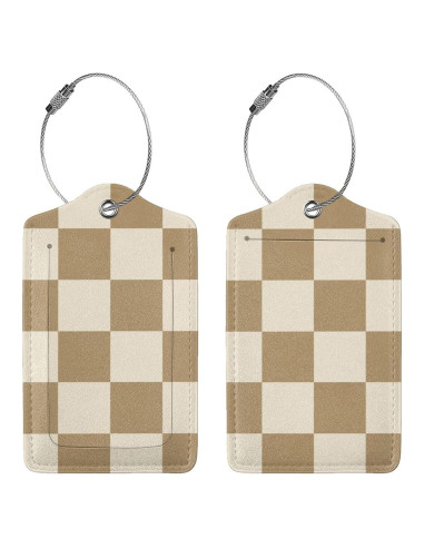 Etiquetas de Equipaje SUPSLOTH 2 Piezas Cuero Sintético Café