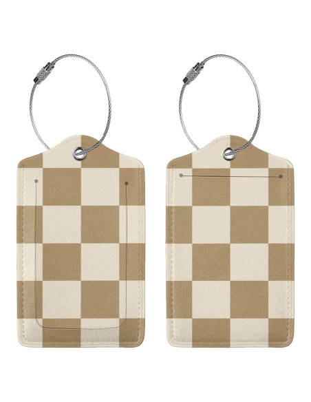 Etiquetas de Equipaje SUPSLOTH 2 Piezas Cuero Sintético Café