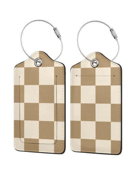 Etiquetas de Equipaje SUPSLOTH 2 Piezas Cuero Sintético Café