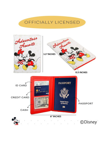 Porta Pasaporte Disney Mickey y Minnie Mouse - 13.9 cm
