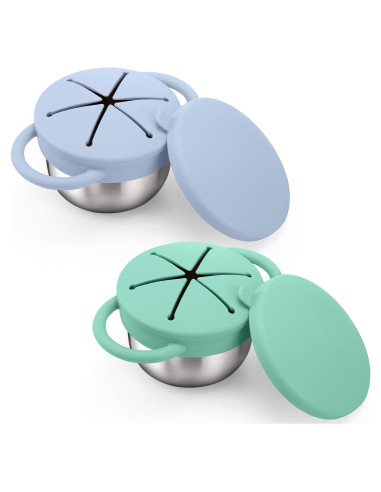 BUSOHA 2 Tazas de Snack Acero Inoxidable 255g a Prueba de Derrames