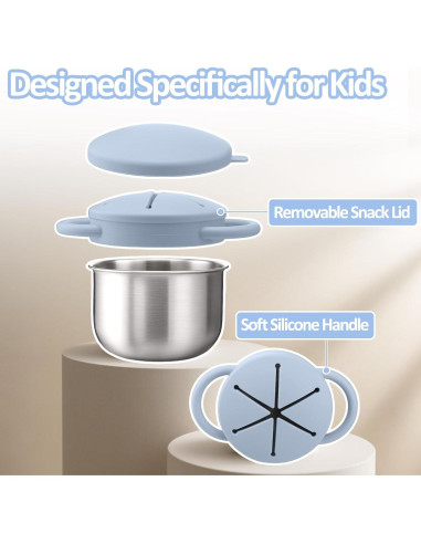 BUSOHA 2 Tazas de Snack Acero Inoxidable 255g a Prueba de Derrames