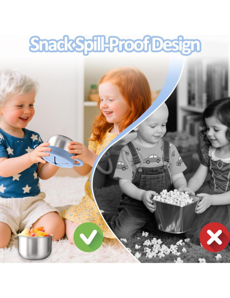 BUSOHA 2 Tazas de Snack Acero Inoxidable 255g a Prueba de Derrames