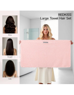 Toalla de Microfibra Rosa REDKISS 61x107 cm para Cabello 2