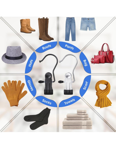 60 Clips para Colgar Botas Besslly - Organizador de Closet Plata
